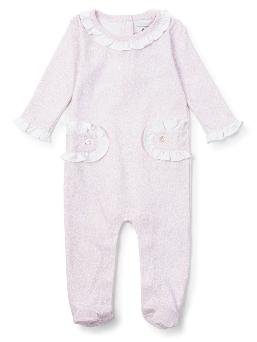 LILA and HAYES Pink Tiny Vines Lucy Footie Romper - 12-18M